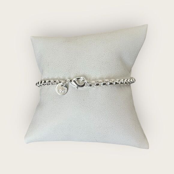 Box Silver chain design bracelet lobster clasp stamped .925 - Picture 5 of 7